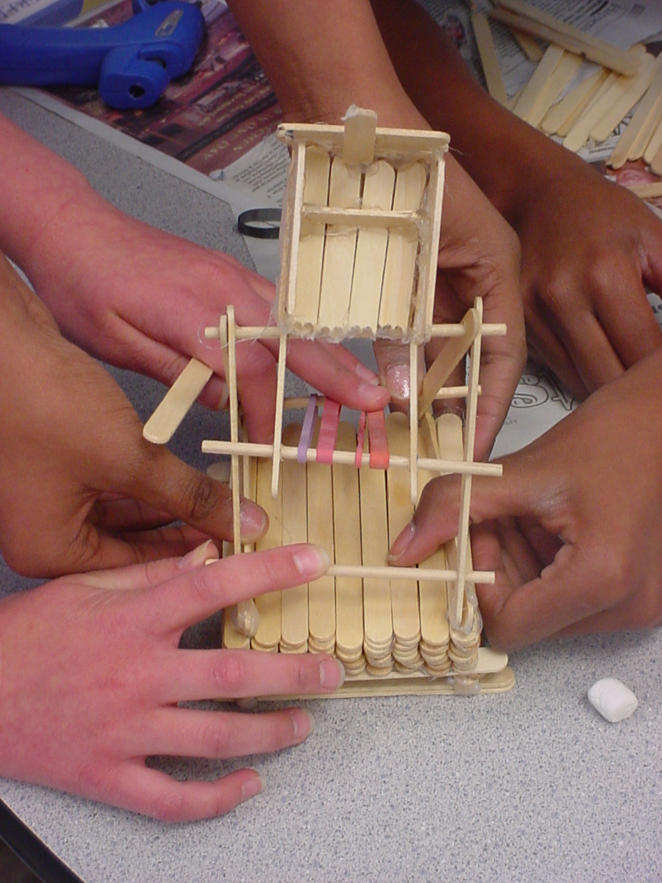 close-up of a catapult